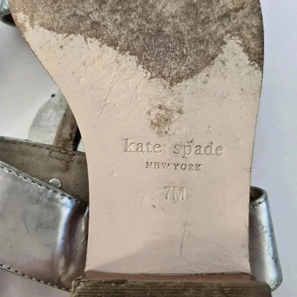 FREE w/bundle! Kate Spade silver sandals rhinestone leather sole detail sz 7